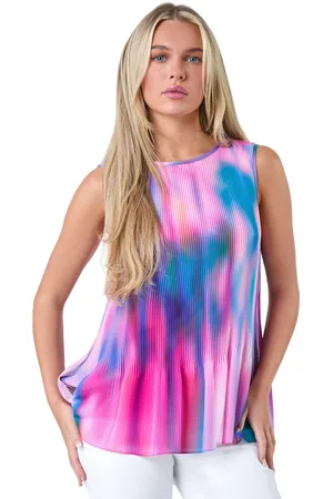 Roman Womens Petite Abstract Pleated Vest Top - - Size 14 UK