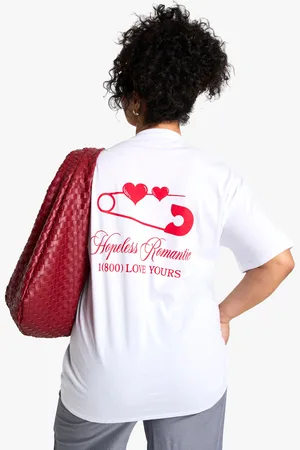 Boohoo Womens PLUS HOPELESS ROMANTIC OVERSIZED T-SHIRT - Cotton - Size 20 UK
