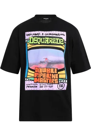 Dsquared2 Mens Double Pipeline Masters Design Skater Fit T-Shirt Cotton - Size Large