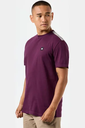 Weekend Offender Mens Diaz Check Detail T-Shirt in Cotton - Size Small