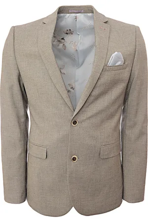 Harry Brown Mens Taupe Textured Stretch Skinny Fit Wedding Suit Jacket - - Size 38R