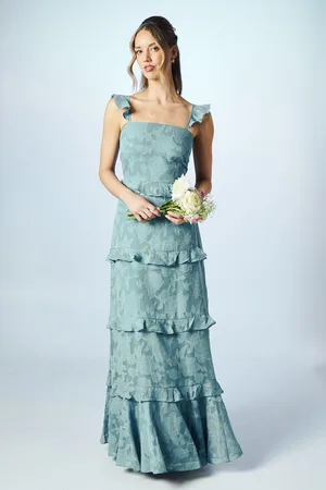 Oasis Womens Rose Georgette V Neck Bridesmaids Dress - - Size 10 UK