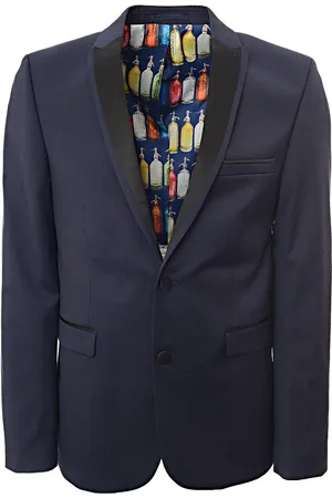 Harry Brown Mens Split Lapel Diner Suit Jacket In Blue - - Size 42 (Chest)