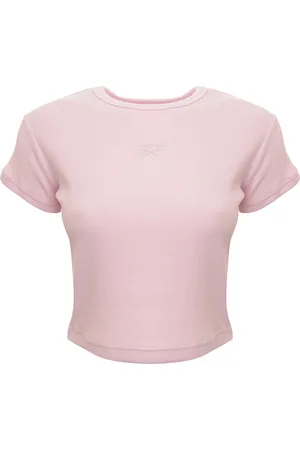 Reebok Womens Ribbed Crop T-Shirt In Pastel - Size Large