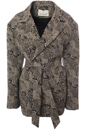 Raey Womens Jacquard Single Breasted Exaggerated Shoulder Jacket in - Size 8 UK