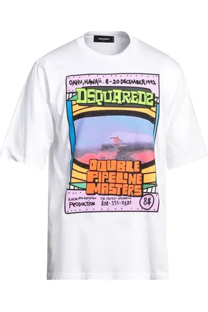 Dsquared2 Mens Double Pipeline Masters Design Skater Fit T-Shirt Cotton - Size Large