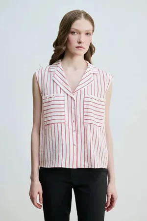 Gusto Womens Striped Sleeveless Shirt - - Size X-Large