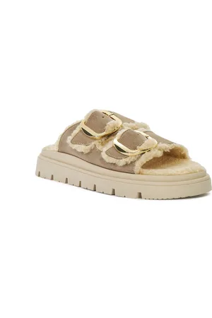 Dune Womens Ladies Lodge - Cosy Lined Two Bar Mules - Leather - Size UK 5