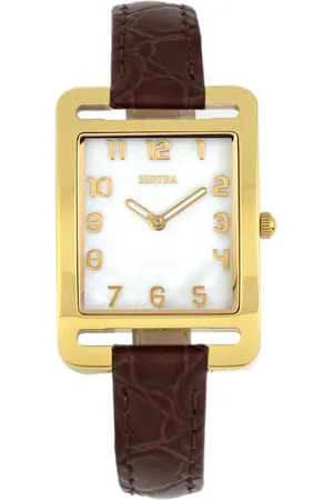 Bertha Womens Marisol Swiss MOP Leather-Band Watch - Stainless Steel - One Size