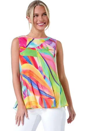 Roman Womens Petite Abstract Pleated Vest Top - - Size 18 UK
