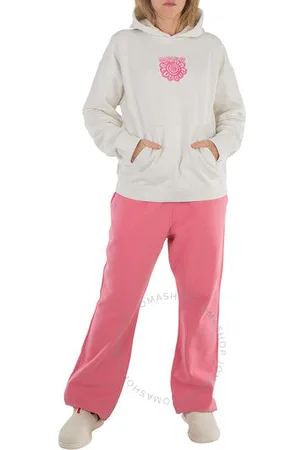 Ganni WoMens Isoli Flower Hoodie Ecru - Size L/XL