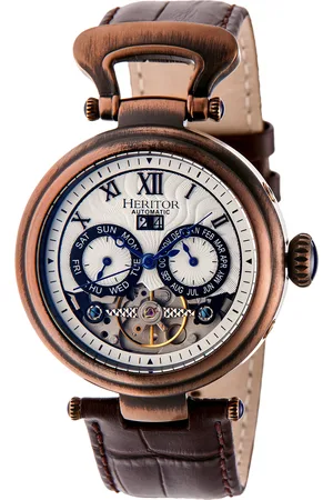 heritor automatic Mens Crocodile Ganzi Semi-Skeleton Leather-Band Watch - NA - One Size