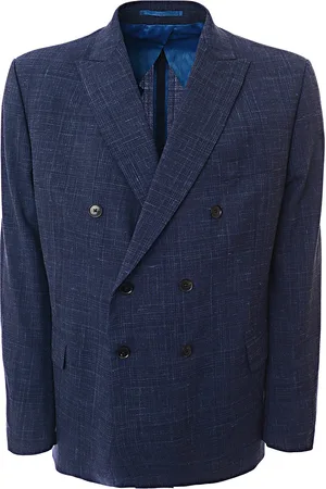 Duchamp London Mens Vitale Barberis Cononico- Peak Shadow Check Suit In Blue - - Size 48 (Chest)