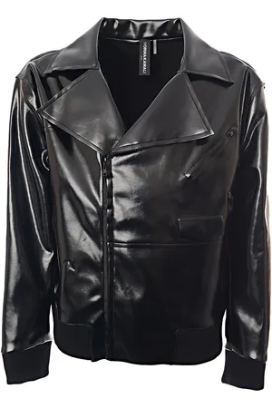 Norma Kamali Womens Vegan Patent Leather Oversized Moto Jacket in - Size Medium