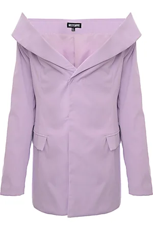 Missyempire WoMens Lilac Off-The-Shoulder Tailored Blazer - - Size 4 UK