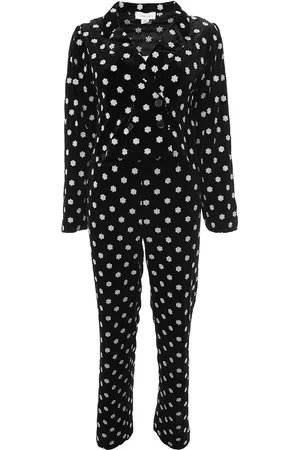 Lost Ink Womens Embriodered Velvet Pyjama Set In - Size 12 UK