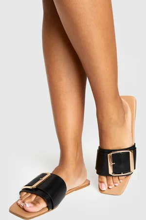 Boohoo Womens Wide Fit Oversized Buckle Mule Sandals - - Size UK 5