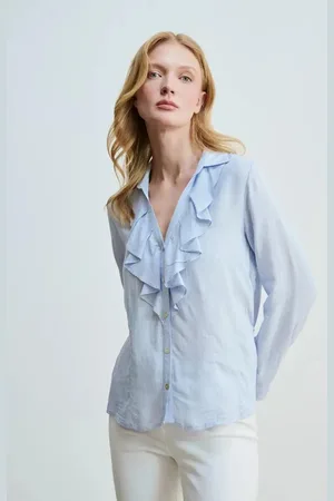 Gusto Womens Ruffled Shirt - - Size Small
