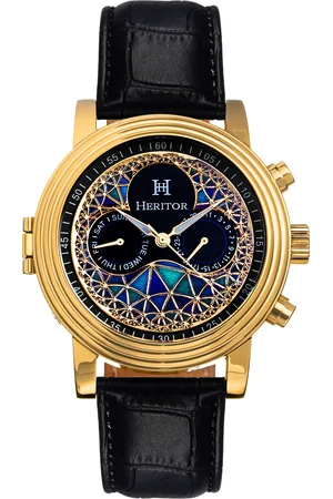 heritor automatic Mens Legacy Leather-Band Watch w/Day/Date - Stainless Steel - One Size