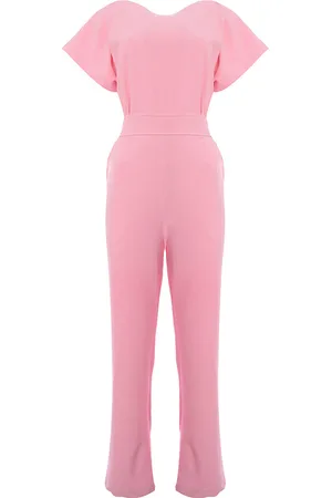 Closet Womens Tie Back Cap Sleeve Jumpsuit in Blush - - Size 14 UK