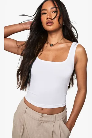 Boohoo Womens Premium Super Soft Wide Strap Square Neck Vest - Cotton - Size 14 UK