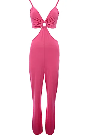 Flounce London Womens Satin Cut-Out Jumpsuit - Size 16 UK