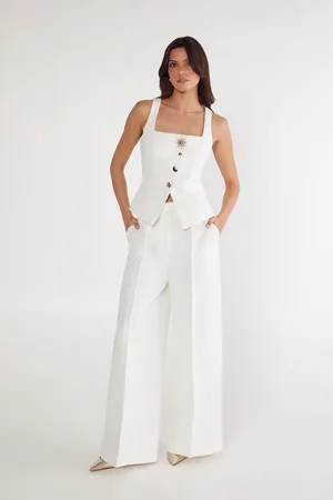 NASTY GAL Womens Sun Gold Button Trim Tailored Vest - - Size 8 UK