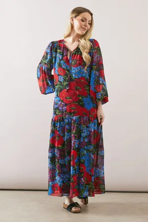 wallis Womens Floral Tiered Smock Midaxi Dress - - Size 18 UK
