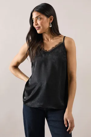 wallis Womens Lace Trim Satin Cami Top - - Size 16 UK