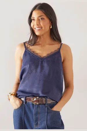 wallis Womens Lace Trim Satin Cami Top - - Size 8 UK