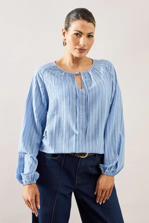 wallis Womens Embroidered Stripe Tie Front Top - - Size 18 UK