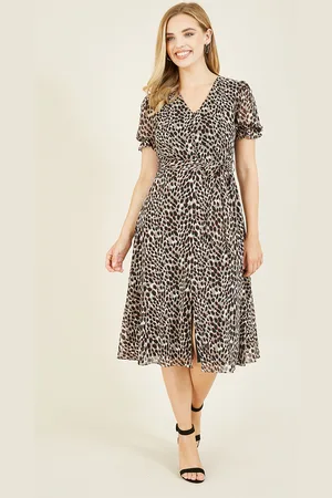 Mela Womens Animal Print Midi Tea Dress - - Size 26 UK