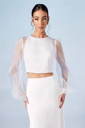 Oasis Womens Blouson Sleeve Organza Bridal Top - - Size 12 UK