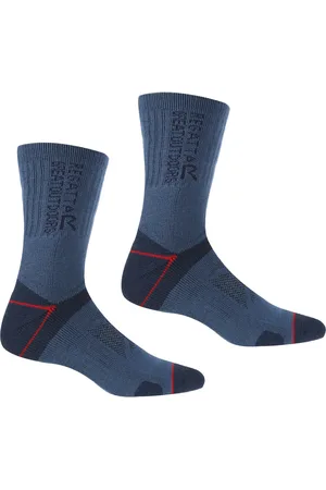 Regatta Mens Blister Protection II Socks (Pack of 2) (Dark Denim/Dark Red) - - Size UK 6-9