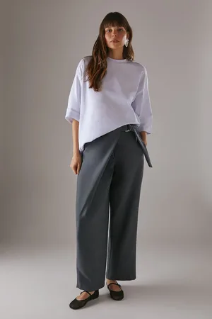 warehouse Womens Wrap Skirt Buckle Detail Wide Leg Trousers - - Size 6 UK