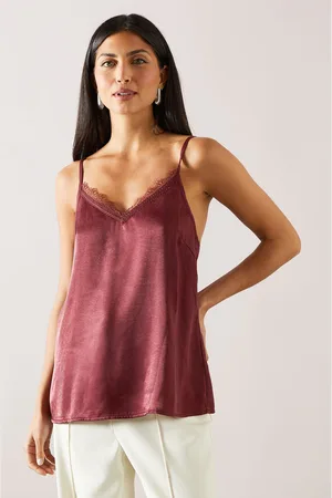 wallis Womens Lace Trim Satin Cami Top - - Size 14 UK