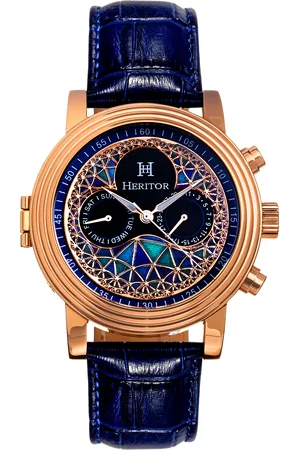 heritor automatic Mens Legacy Leather-Band Watch w/Day/Date - Stainless Steel - One Size
