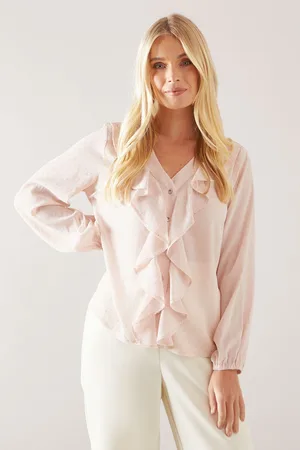 wallis Womens Petite Occasion Hotfix Ruffle Front Blouse - - Size 20 UK