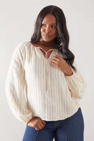 wallis Womens Embroidered Stripe Tie Front Top - - Size 8 UK