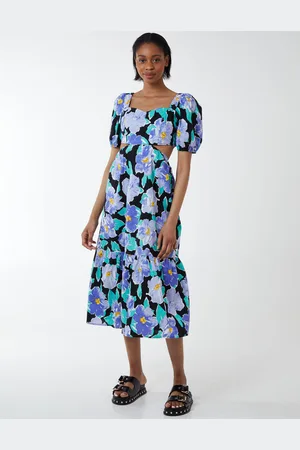 Blue Vanilla Womens NICOLE - Floral Sweetheart Cut Out Dress Cotton - Size 16 UK