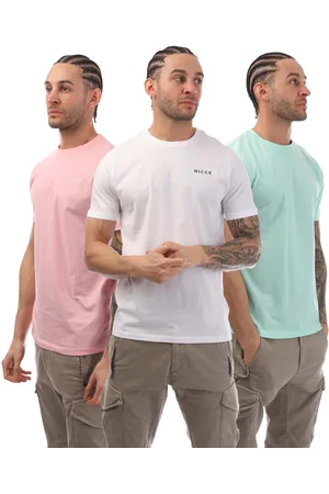Nicce London Mens Iversent 3 Pack T-Shirts in Multi colour - Cotton - Size Small