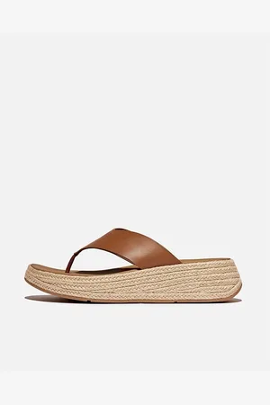 FitFlop Womens F-Mode Espadrille Leather Flatform T/Post Sandals - - Size UK 7