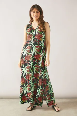wallis Womens Tropical Sleeveless Viscose Jersey Maxi Swing Dress - - Size 14 UK