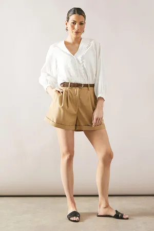 wallis Womens Cotton Ruffle Button Through Blouse - - Size 14 UK