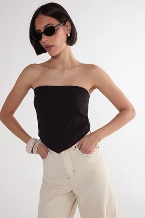 NASTY GAL Womens Textured Casual Hanky Hem Tie Back Top - Cotton - Size 16 UK