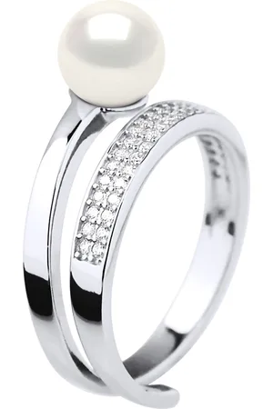 Diadema Womens Ring Rush Adjustable Round Freshwater Pearl Jewelry 7-8mm 925 Silver - One Size