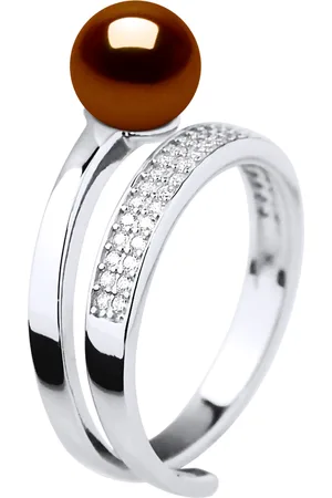 Diadema Womens Ring Rush Adjustable Round Freshwater Pearl Jewelry 7-8mm 925 Silver - One Size