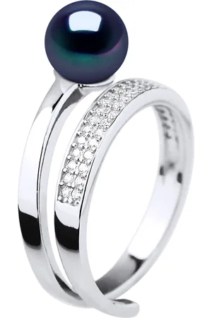 Diadema Womens Ring Rush Adjustable Round Freshwater Pearl Jewelry 7-8mm 925 Silver - One Size