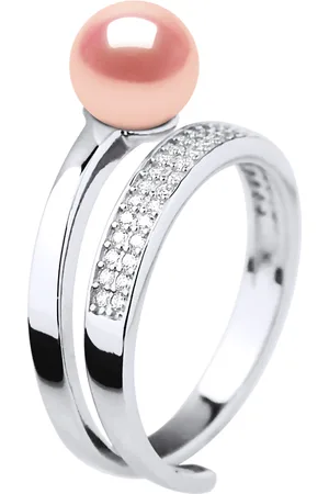Diadema Womens Ring Rush Adjustable Freshwater Pearl Round 7-8 mm Rose Jewelry 925 - Silver - One Size