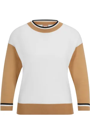 HUGO BOSS Womens Faragona Sweater in Colourblock - Wool - Size 14 UK